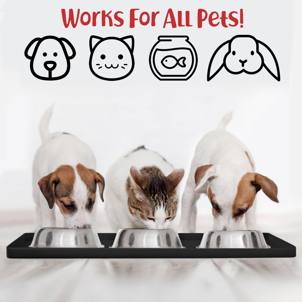 DogBuddy Silicone Dog Food Mat – Waterproof, Non-Slip, High Edge, Small 18.9x11.8", Black