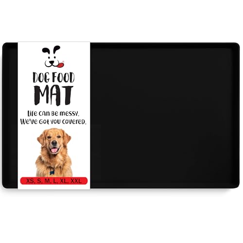 DogBuddy Silicone Dog Food Mat – Waterproof, Non-Slip, High Edge, Small 18.9x11.8", Black
