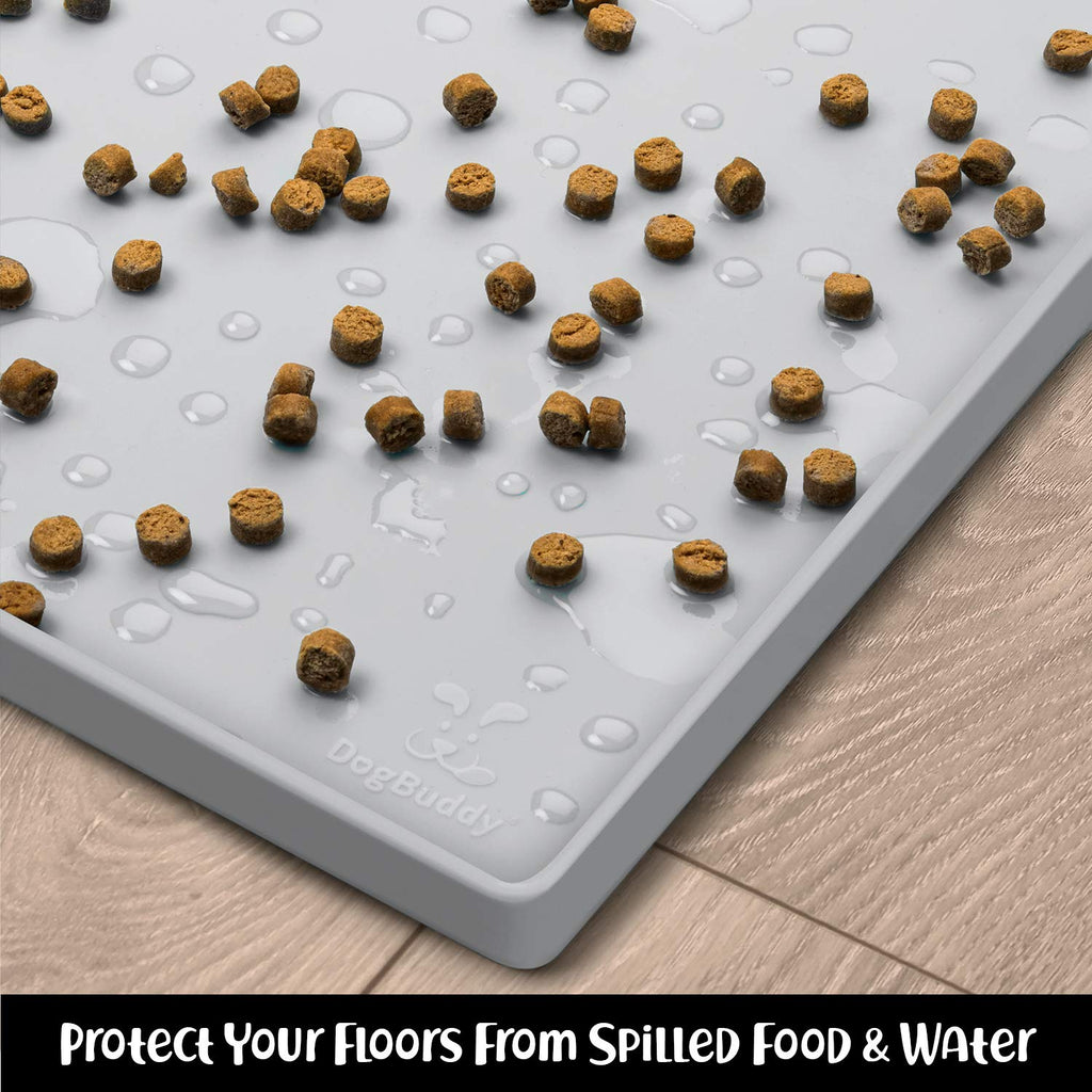 DogBuddy Silicone Dog Food Mat, XS 11x11 inches, Mist – Waterproof, Non-Slip, High Edge Feeding Mat for Dogs and Cats