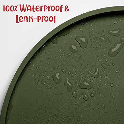 DogBuddy Silicone Pet Feeding Mat – Waterproof, Nonslip, Dishwasher Safe, Khaki Green Small