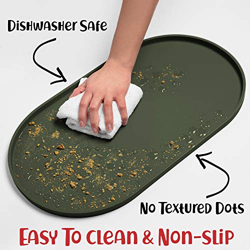 DogBuddy Silicone Pet Feeding Mat – Waterproof, Nonslip, Dishwasher Safe, Khaki Green Small