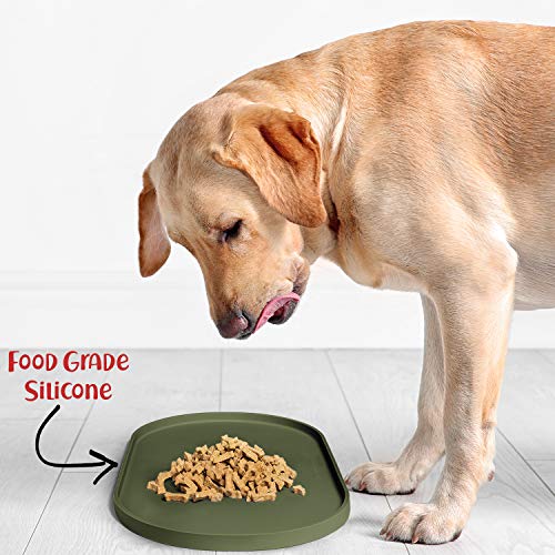 DogBuddy Silicone Pet Feeding Mat – Waterproof, Nonslip, Dishwasher Safe, Khaki Green Small