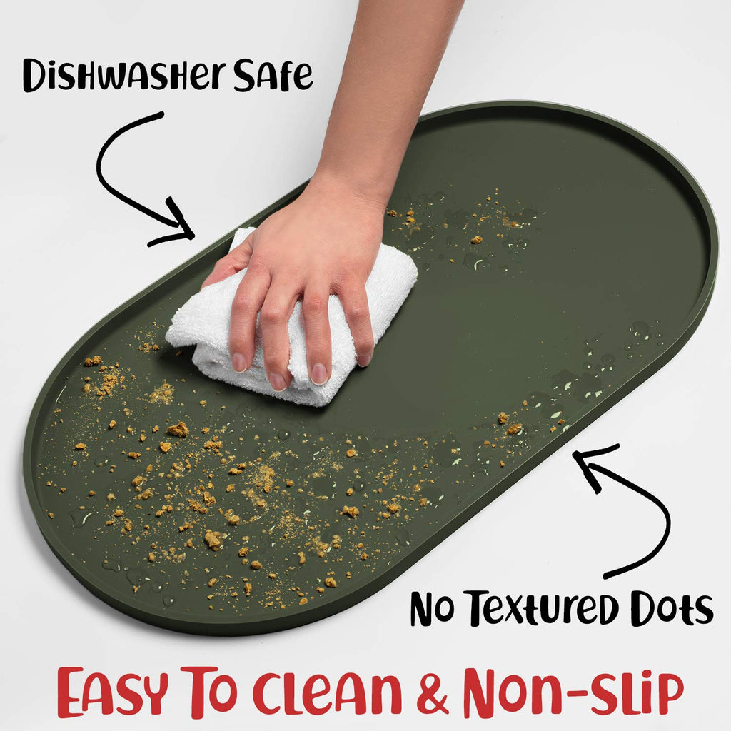 DogBuddy Silicone Pet Feeding Mat – Waterproof, Nonslip, Dishwasher Safe, Khaki Green Small