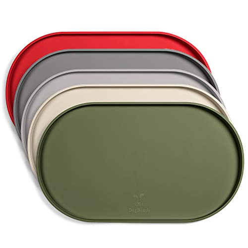 DogBuddy Silicone Pet Feeding Mat – Waterproof, Nonslip, Dishwasher Safe, Khaki Green Small
