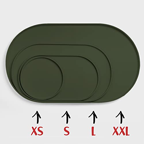 DogBuddy Silicone Pet Feeding Mat – Waterproof, Nonslip, Dishwasher Safe, Khaki Green Small