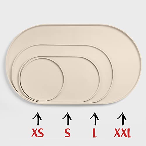 DogBuddy Small White Sand Silicone Dog Food Mat - Waterproof, Nonslip Raised Edge Pet Feeding Mat