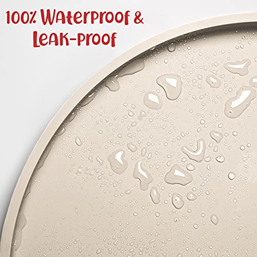 DogBuddy Small White Sand Silicone Dog Food Mat - Waterproof, Nonslip Raised Edge Pet Feeding Mat