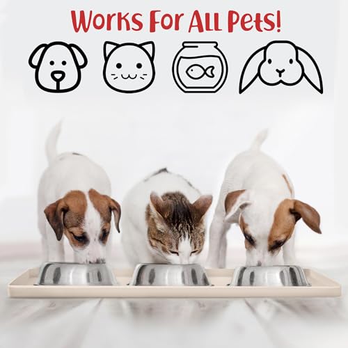 DogBuddy Waterproof Silicone Pet Feeding Mat, Raised Edge 0.6", Nonslip, Medium 21x14 in Vanilla
