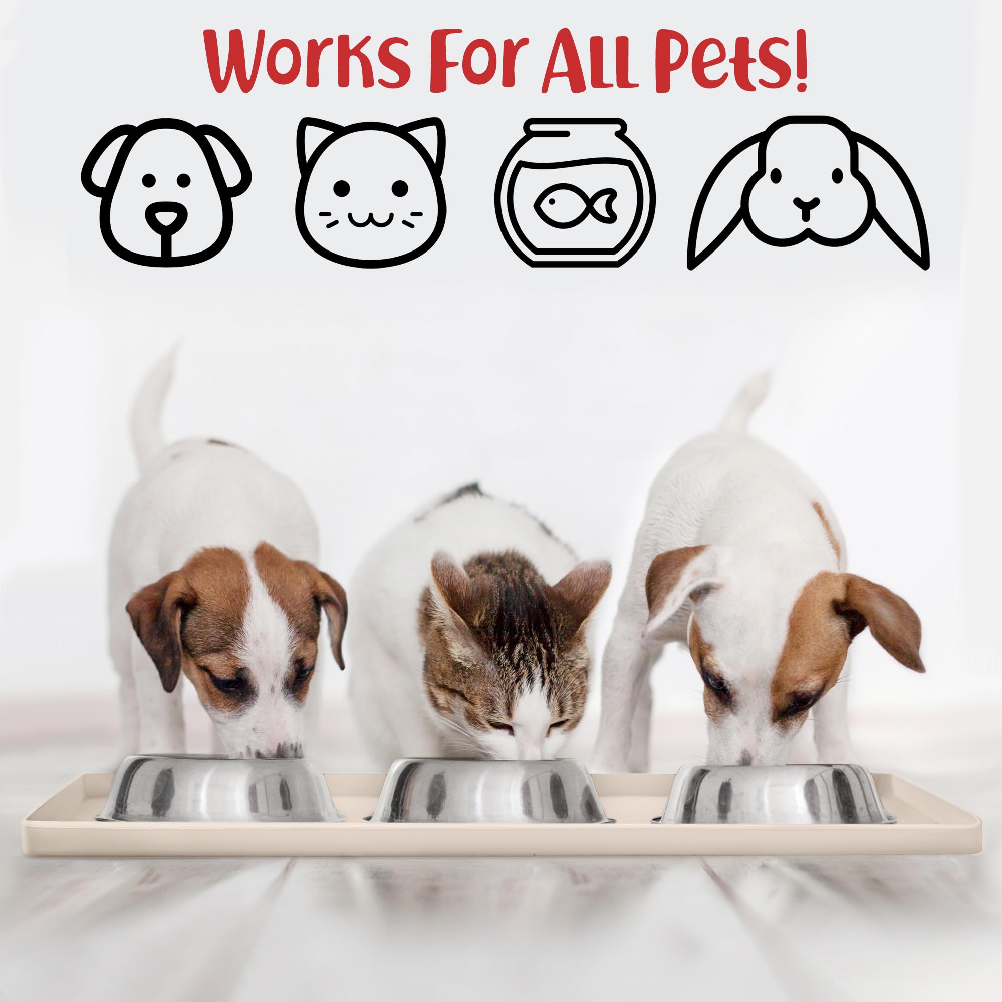 DogBuddy Waterproof Silicone Pet Feeding Mat, Raised Edge 0.6", Nonslip, Medium 21x14 in Vanilla