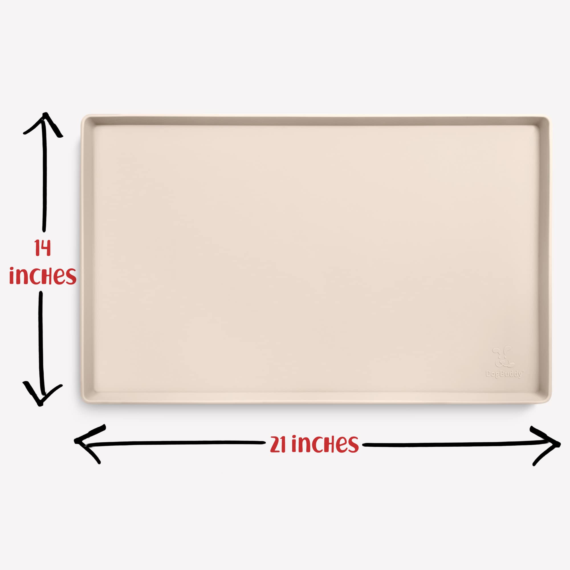 DogBuddy Waterproof Silicone Pet Feeding Mat, Raised Edge 0.6", Nonslip, Medium 21x14 in Vanilla