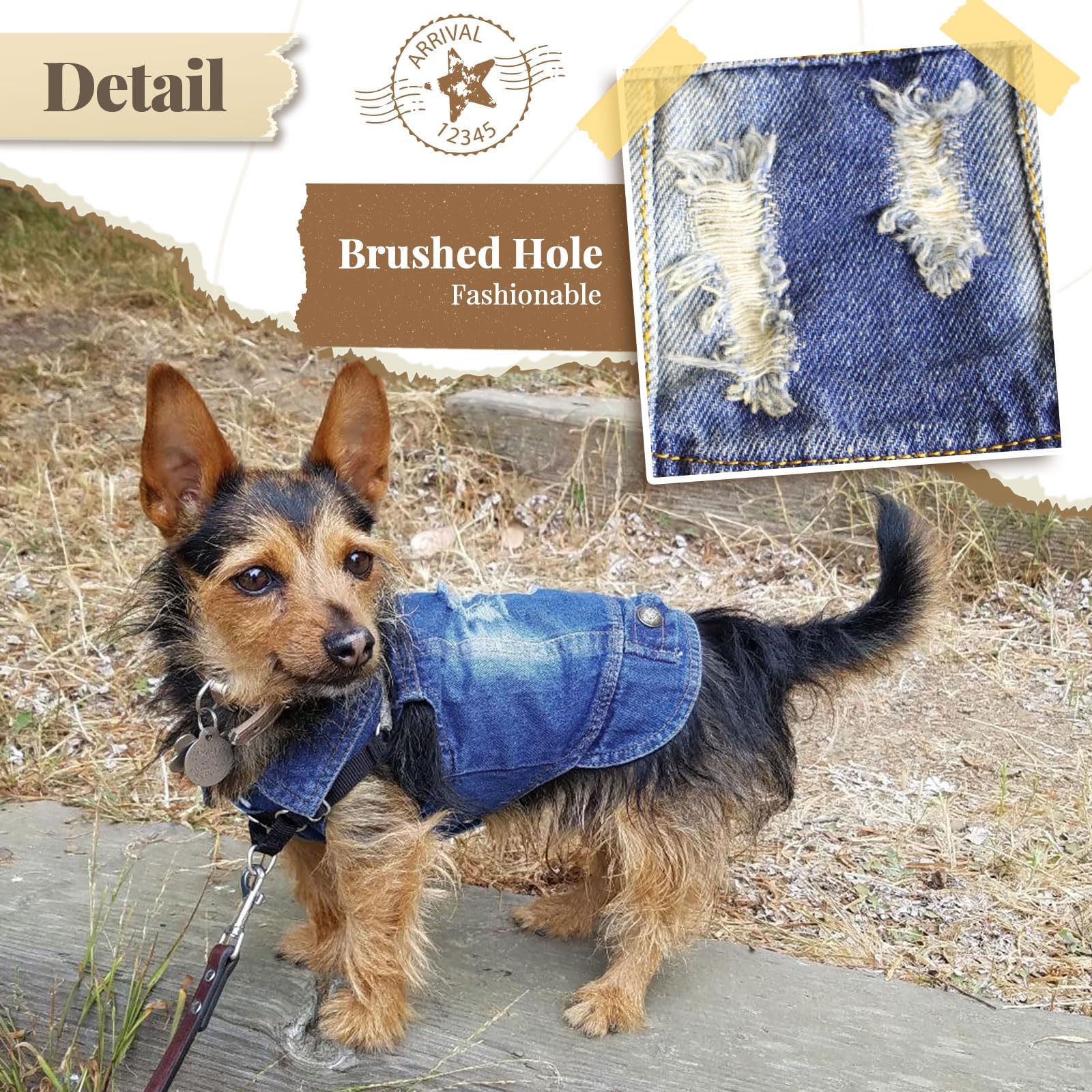 DOGGYZSTYLE Blue Denim Dog Jacket XXL – Soft Breathable Jean Coat for Small to Medium Dogs