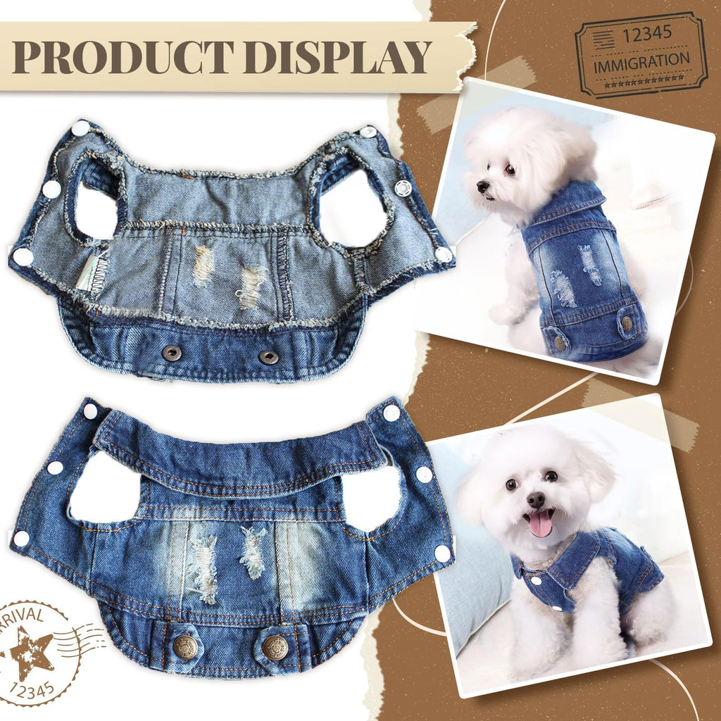 DOGGYZSTYLE Blue Denim Dog Jacket XXL – Soft Breathable Jean Coat for Small to Medium Dogs