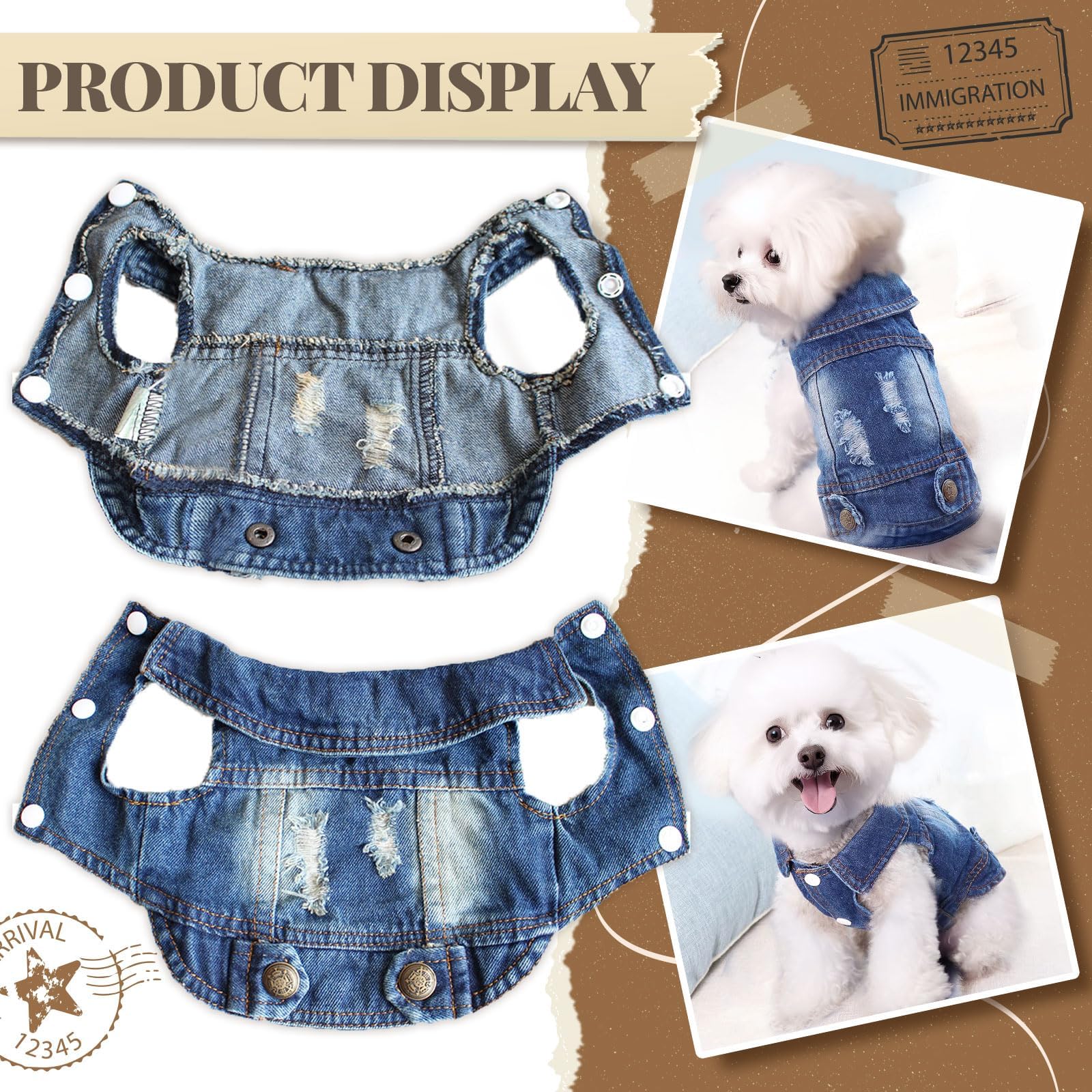 DOGGYZSTYLE Blue Denim Dog Jacket XXL – Soft Breathable Jean Coat for Small to Medium Dogs