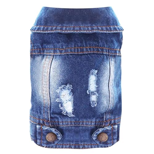 DOGGYZSTYLE Blue Denim Dog Jacket XXL – Soft Breathable Jean Coat for Small to Medium Dogs