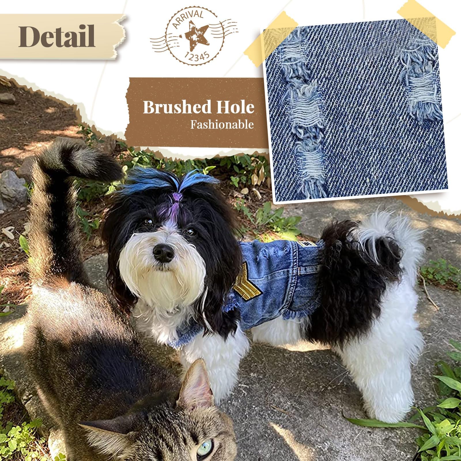 DOGGYZSTYLE Dog Jean Jacket: Soft Denim Vest for Small Pets (XXL, 15-20 lbs, Blue Print)