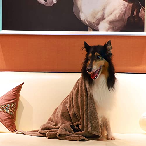 Dogvingpk 2-Pack Medium Dog Towels - Super Absorbent Microfiber, 36x28 Inches, Grey and Brown - Quick Drying Pet Bath Towels for Small to Medium Dogs