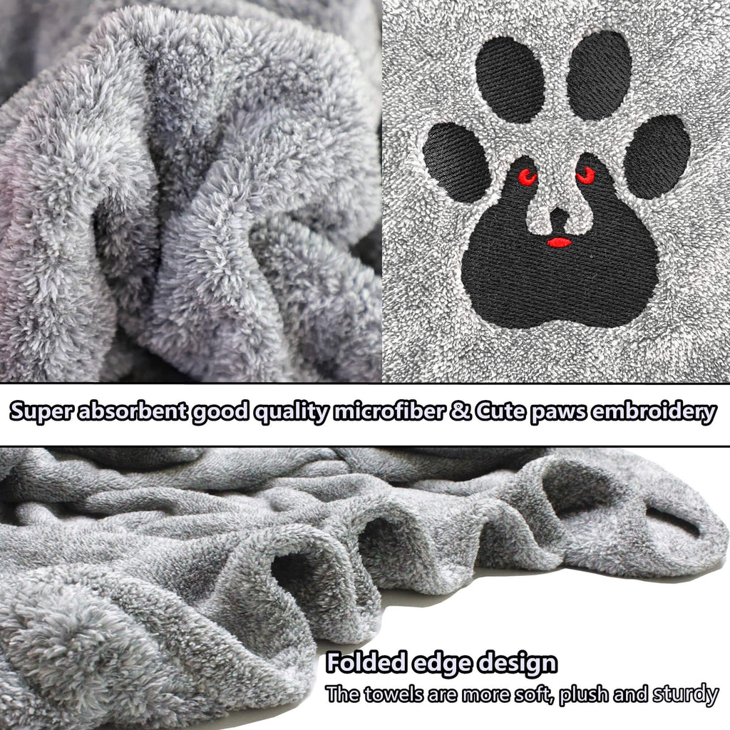 Dogvingpk 2-Pack Medium Dog Towels - Super Absorbent Microfiber, 36x28 Inches, Grey and Brown - Quick Drying Pet Bath Towels for Small to Medium Dogs