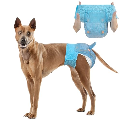 Dono Disposable Dog Diapers for Large Female Dogs - Stretchy Waist, 360° Leak-Proof, Super Absorbent, XL (Waist 14.9-22.8 Inches), Jeans Print