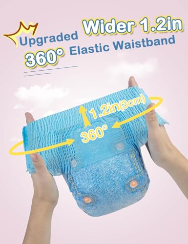 Dono Disposable Dog Diapers for Large Female Dogs - Stretchy Waist, 360° Leak-Proof, Super Absorbent, XL (Waist 14.9-22.8 Inches), Jeans Print