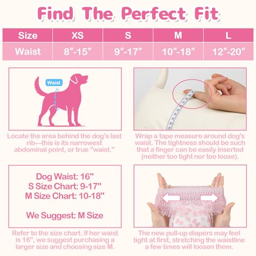 Dono Pull-Up Female Dog Diapers - 360° Stretchy Waist, Super Absorbent, Leak-Proof, Size S, 10 Pack