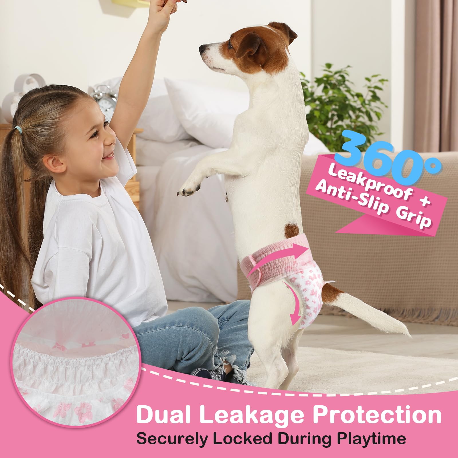 Dono Pull-Up Female Dog Diapers - 360° Stretchy Waist, Super Absorbent, Leak-Proof, Size S, 10 Pack