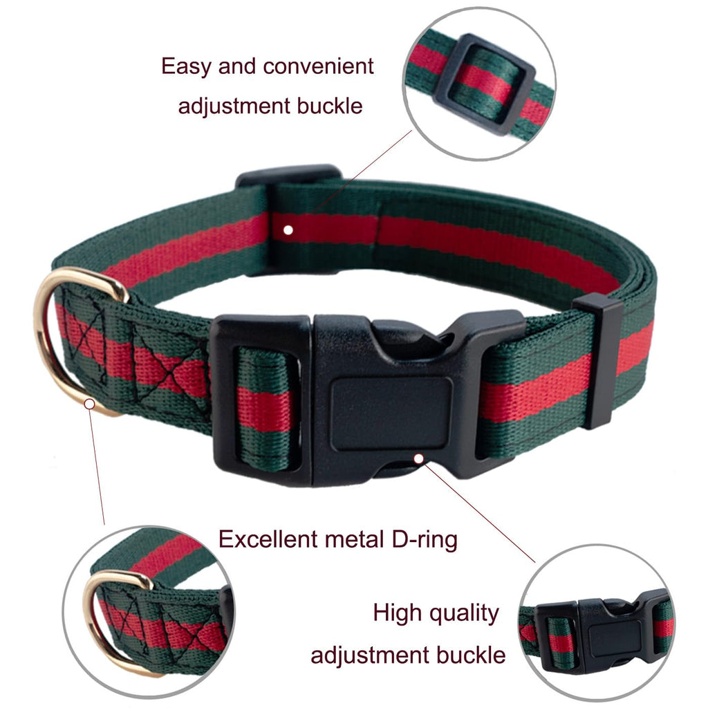 doryojoy Striped Dog Harness and Leash Set – Soft Adjustable Pet Vest for Medium Dogs (Green/Red)