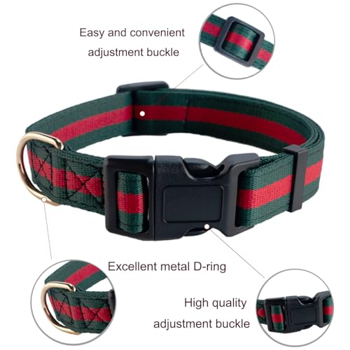 doryojoy Striped Dog Harness and Leash Set – Soft Adjustable Pet Vest for Medium Dogs (Green/Red)