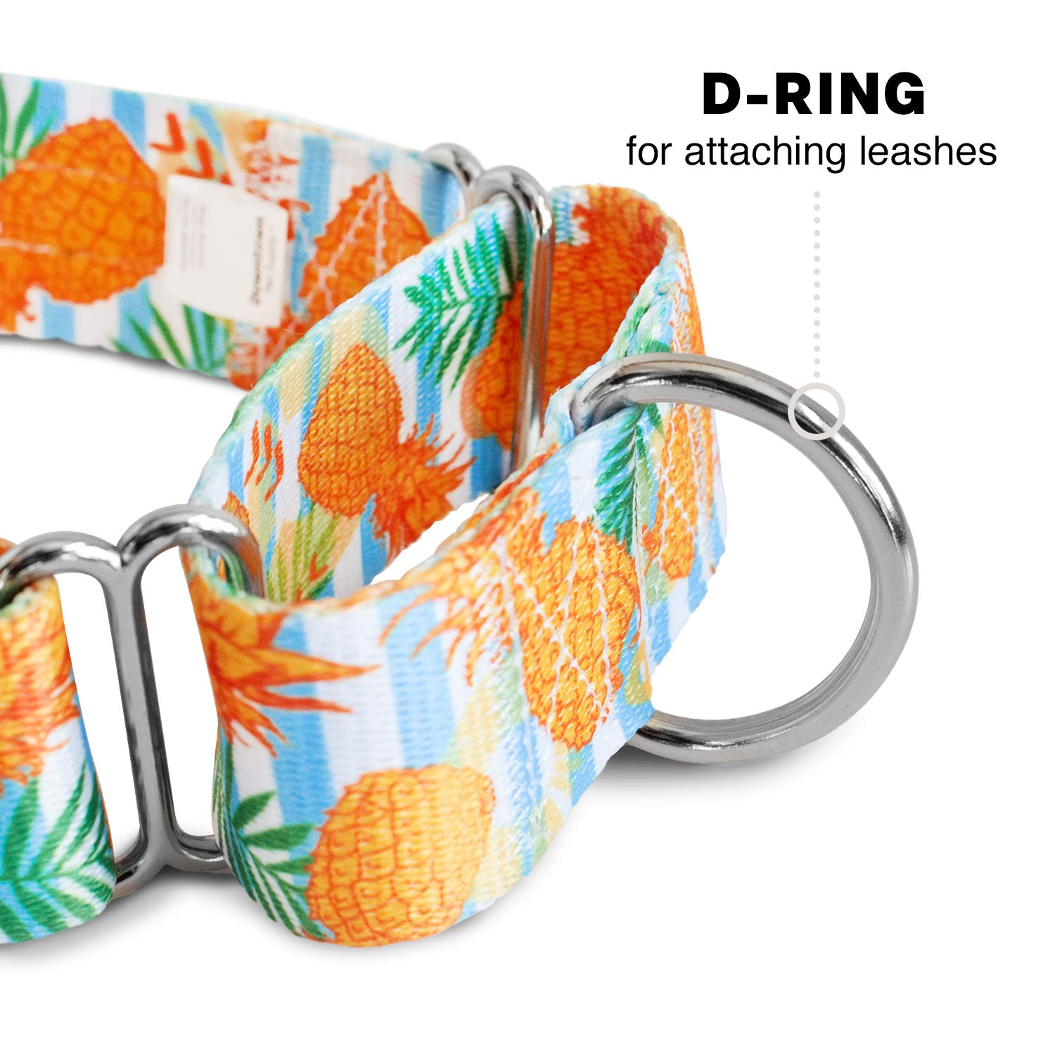 Downtown Pet Supply Pineapple Martingale Collar - X-Large (18.5-34 inch) - Escape-Proof Training Collar for Dogs