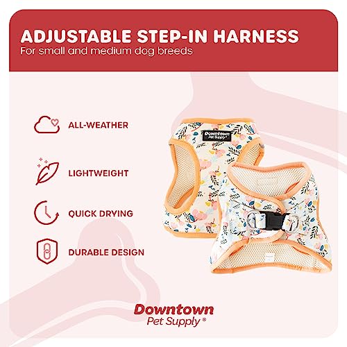 Downtown Pet Supply Step-in Dog Harness - Medium, Pineapple - Adjustable No-Pull Padded Mesh with Reflective Trim