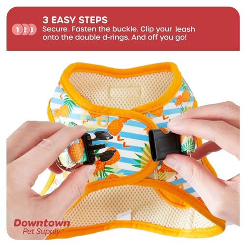 Downtown Pet Supply Step-in Dog Harness - Medium, Pineapple - Adjustable No-Pull Padded Mesh with Reflective Trim