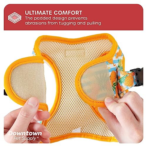Downtown Pet Supply Step-in Dog Harness - Medium, Pineapple - Adjustable No-Pull Padded Mesh with Reflective Trim
