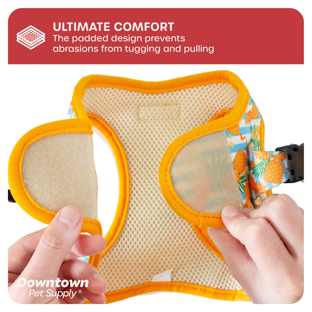 Downtown Pet Supply Step-in Dog Harness - Medium, Pineapple - Adjustable No-Pull Padded Mesh with Reflective Trim