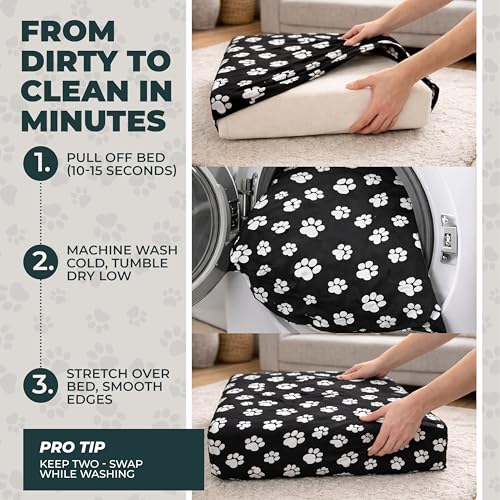 DUKE&LEFTY Navy Medium Pet Bed Slipcover – Stretch Polyspandex, Zipper-Free, Washable