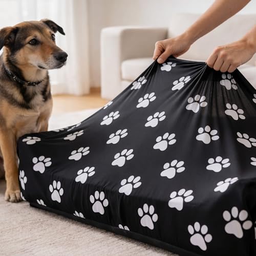 DUKE&LEFTY Navy Medium Pet Bed Slipcover – Stretch Polyspandex, Zipper-Free, Washable