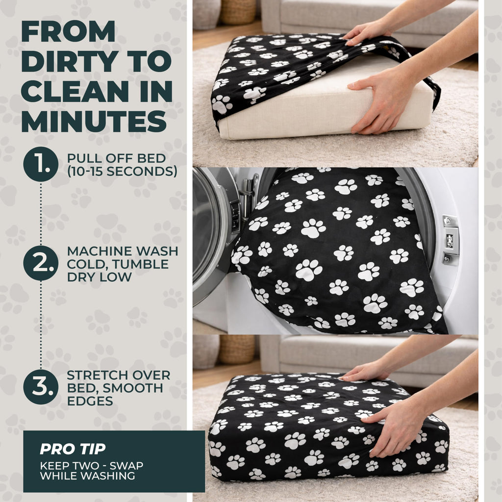 DUKE&LEFTY Navy Medium Pet Bed Slipcover – Stretch Polyspandex, Zipper-Free, Washable