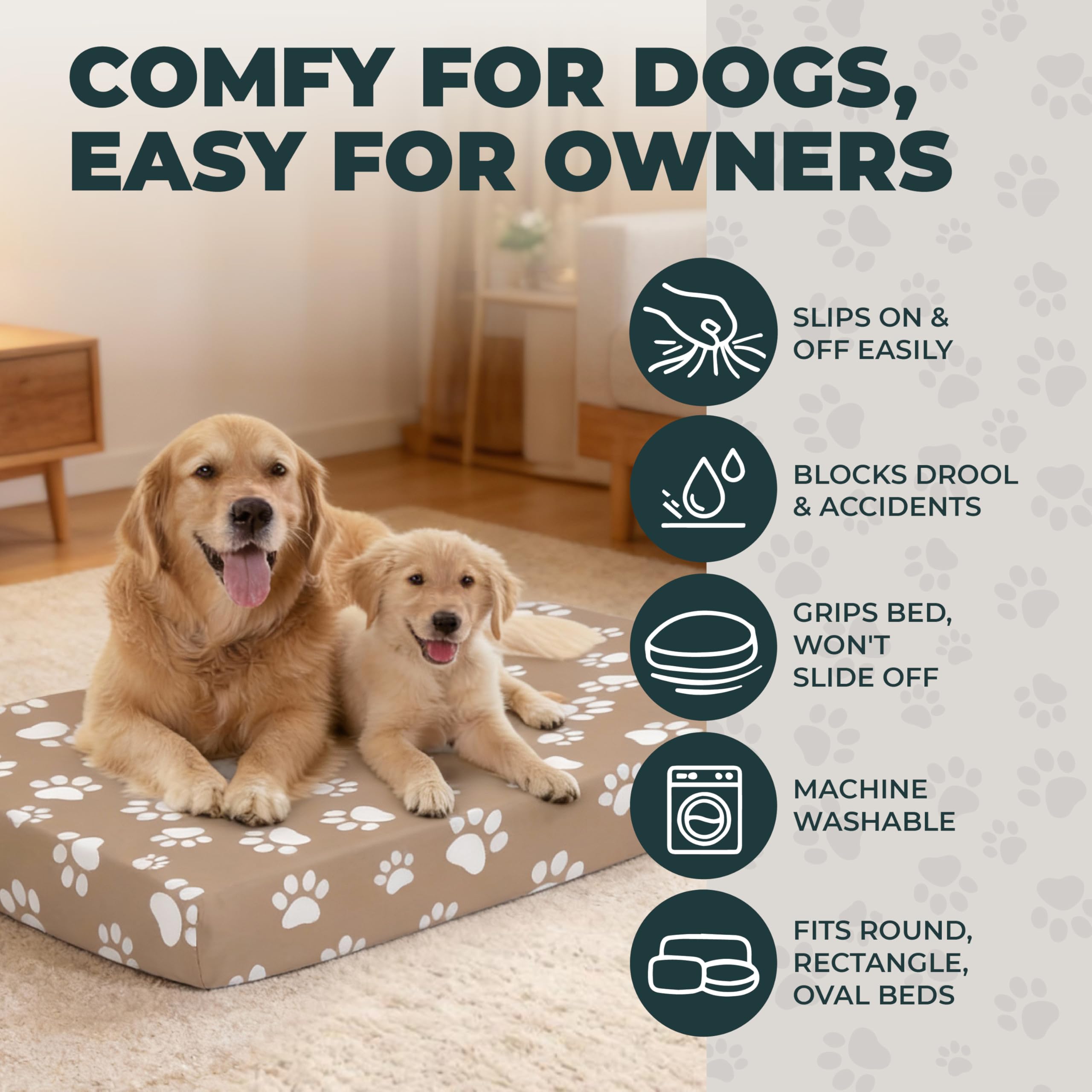 DUKE&LEFTY Navy Medium Pet Bed Slipcover – Stretch Polyspandex, Zipper-Free, Washable