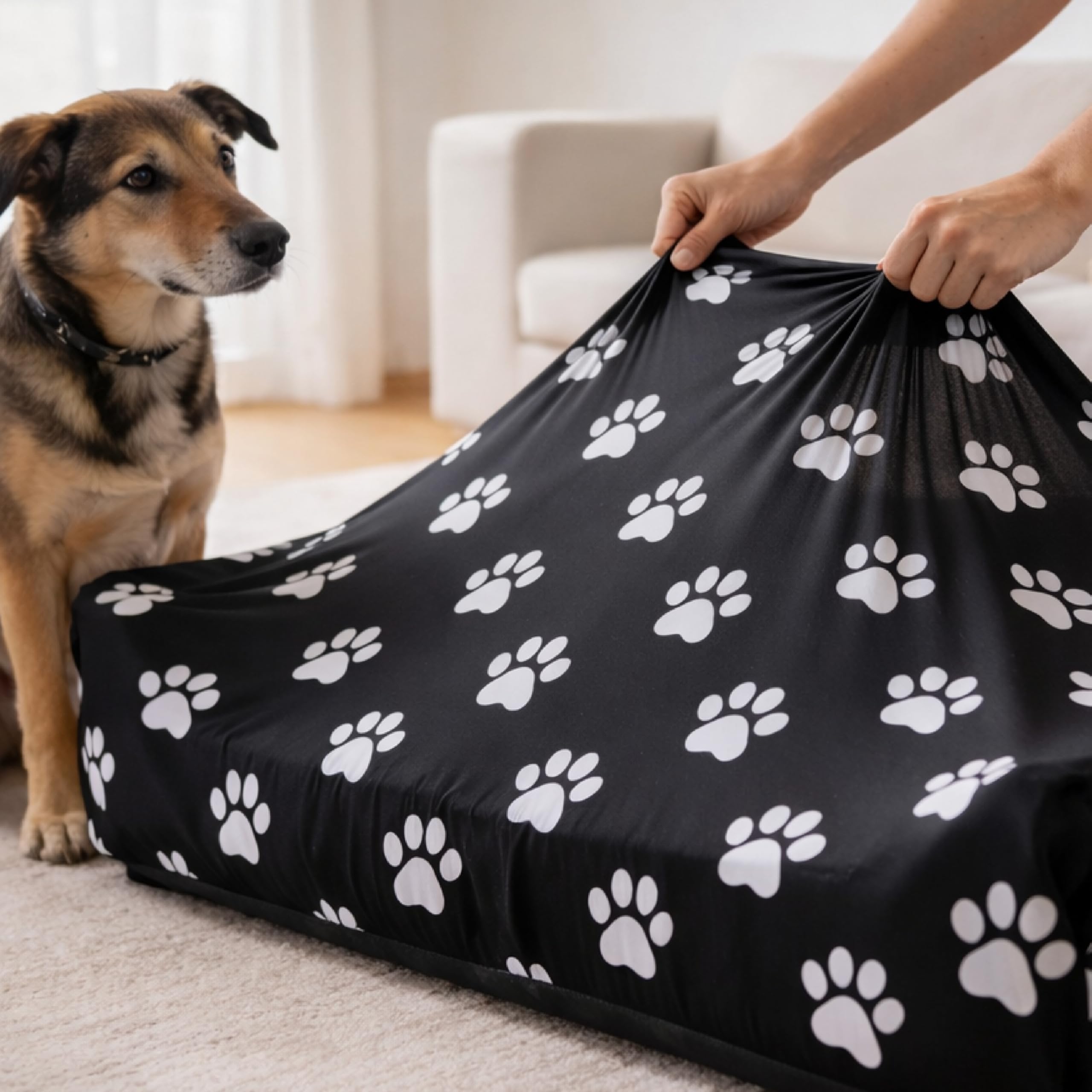 DUKE&LEFTY Navy Medium Pet Bed Slipcover – Stretch Polyspandex, Zipper-Free, Washable