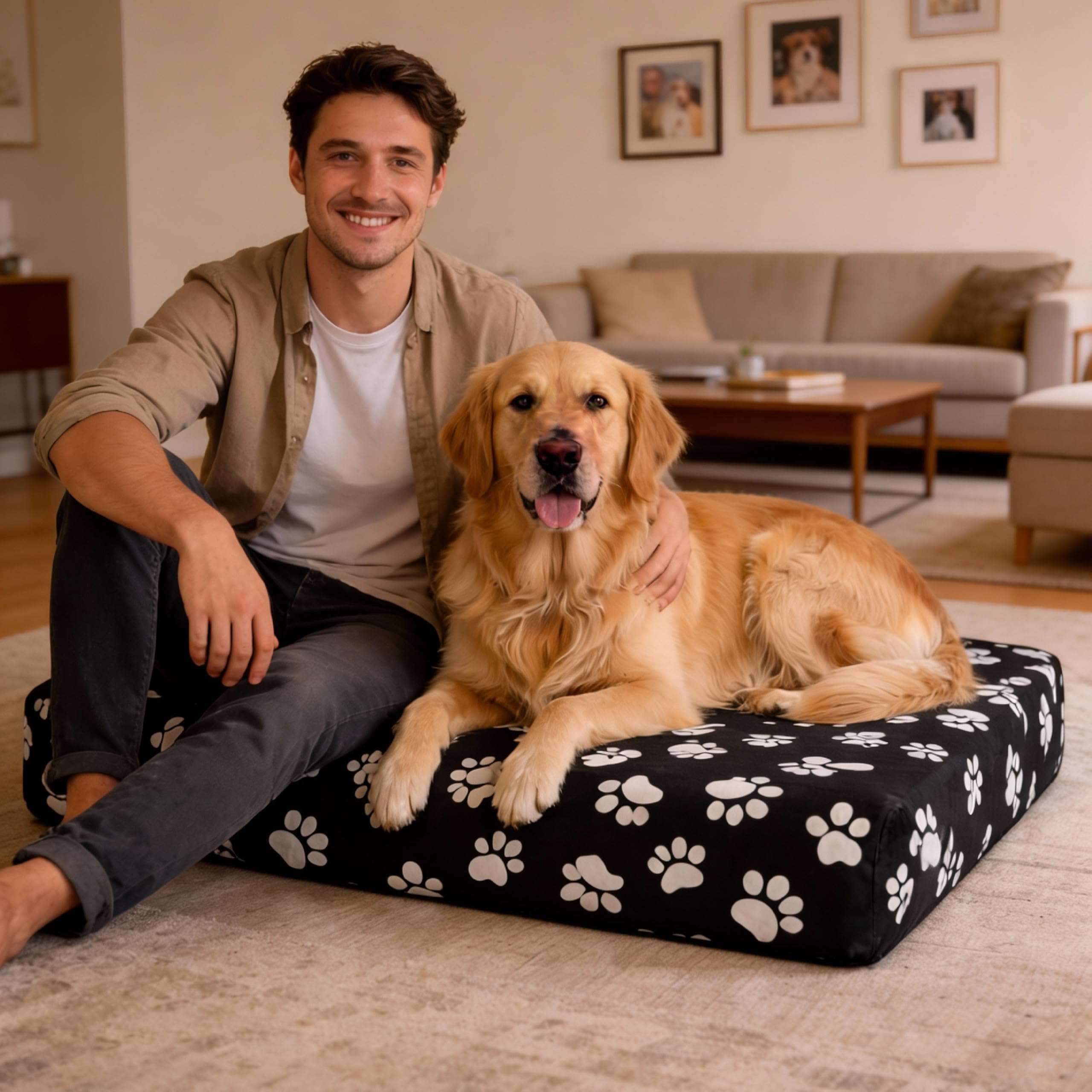 DUKE&LEFTY Navy Medium Pet Bed Slipcover – Stretch Polyspandex, Zipper-Free, Washable