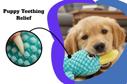 Durable Duck Plush Dog Toy for Aggressive Chewers - Squeaky Puppy Teething Relief Toy for Small & Medium Breeds