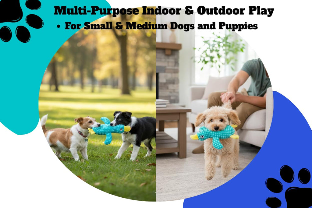 Durable Duck Plush Dog Toy for Aggressive Chewers - Squeaky Puppy Teething Relief Toy for Small & Medium Breeds