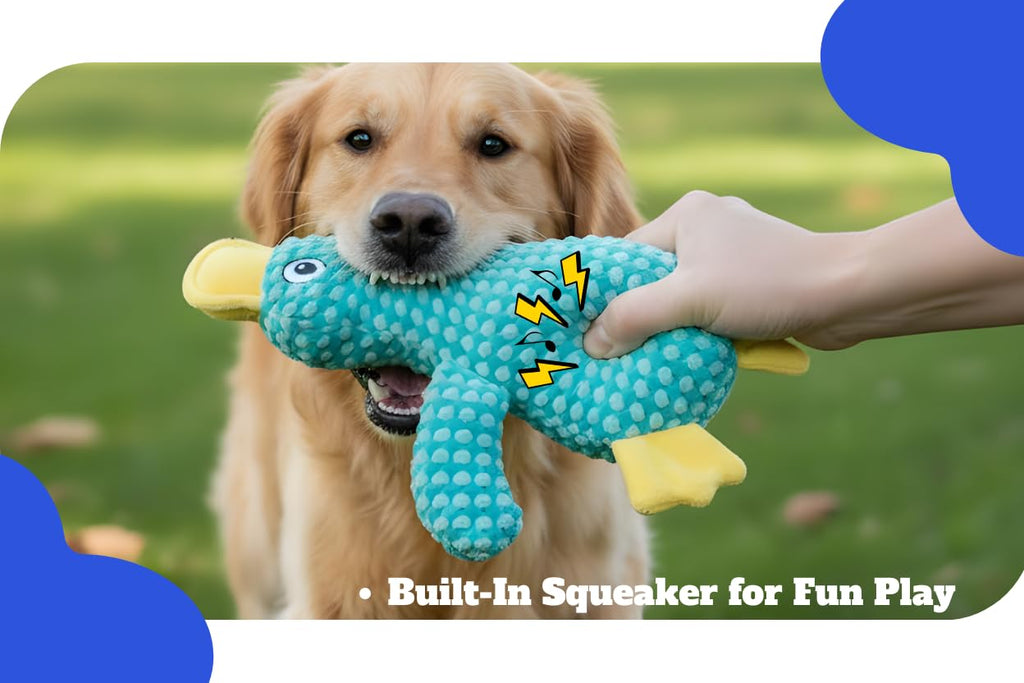 Durable Duck Plush Dog Toy for Aggressive Chewers - Squeaky Puppy Teething Relief Toy for Small & Medium Breeds