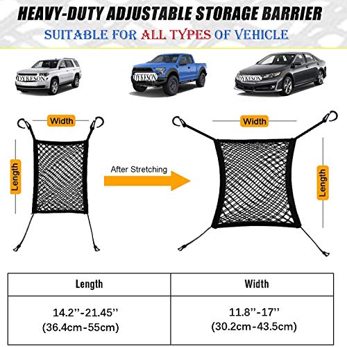 DYKESON 2-Layer Dog Car Barrier & Storage Mesh Organizer – Black, Universal Fit for SUVs and Cars