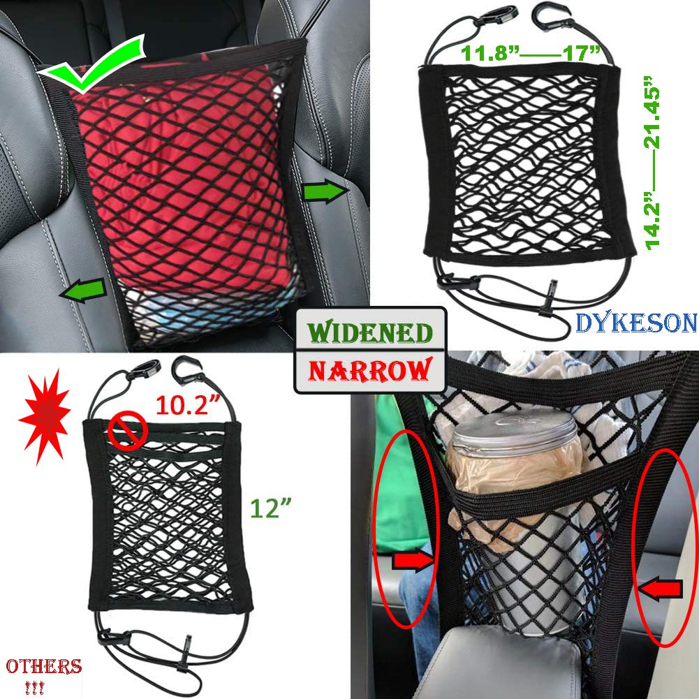 DYKESON 2-Layer Dog Car Barrier & Storage Mesh Organizer – Black, Universal Fit for SUVs and Cars