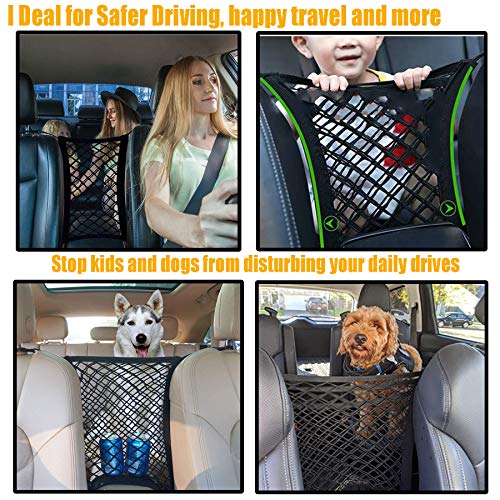 DYKESON 2-Layer Dog Car Barrier & Storage Mesh Organizer – Black, Universal Fit for SUVs and Cars