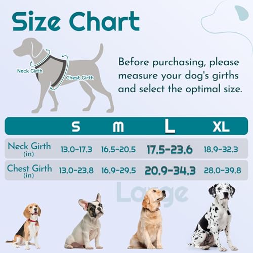 Eagloo Large Dog Harness with 3 Buckles, Reflective No-Pull Vest with Handle – Red & Teal