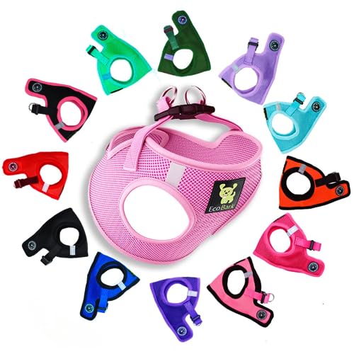 EcoBark Baby Pink Small Dog Harness – Soft Step-In Vest for Toy Breeds & Puppies (7-10 lbs)