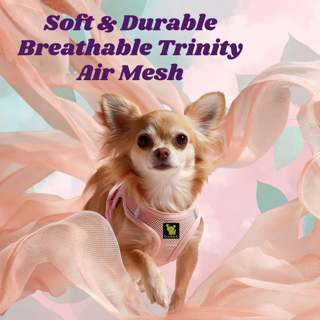 EcoBark Baby Pink Small Dog Harness – Soft Step-In Vest for Toy Breeds & Puppies (7-10 lbs)