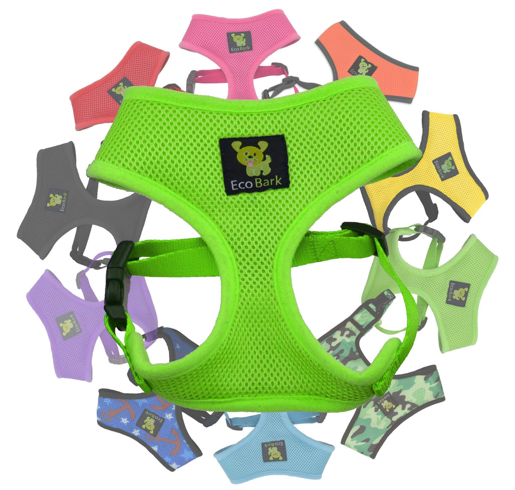 EcoBark Dog Harness Large Green – No Pull No Choke Vest with Recycled Straps