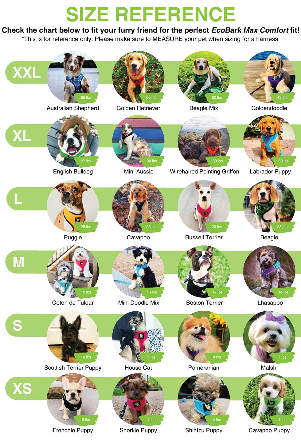 EcoBark Dog Harness Large Green – No Pull No Choke Vest with Recycled Straps