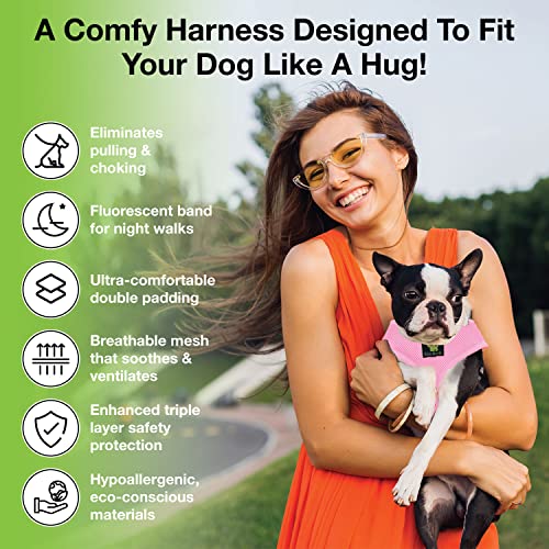 EcoBark Dog Harness XL Baby Pink – No Pull, Eco-Friendly, Over-the-Head Vest for Large Dogs